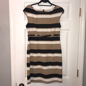Calvin Klein belted striped casual dress